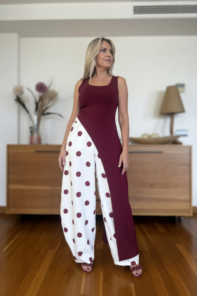Pantalon Balloon Estampado - Única, Burdeos