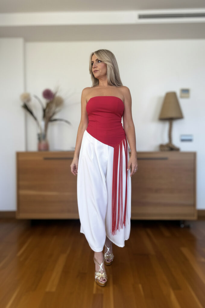 Pantalon Pinzas Midi - Única, Blanco