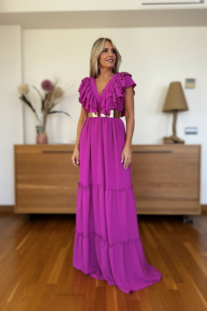 Vestido Largo Volantes