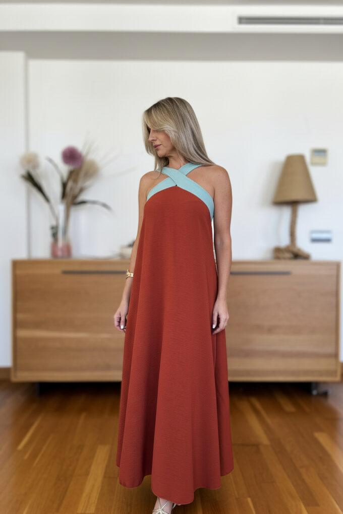 Vestido Largo Bicolor