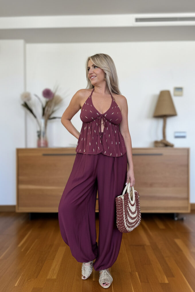 Pantalon Pinzas Patente - Única, Burdeos