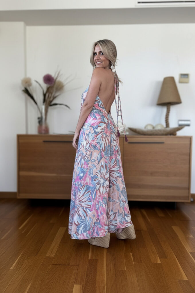 Vestido Pañuelo Estampado - Única, Rosa