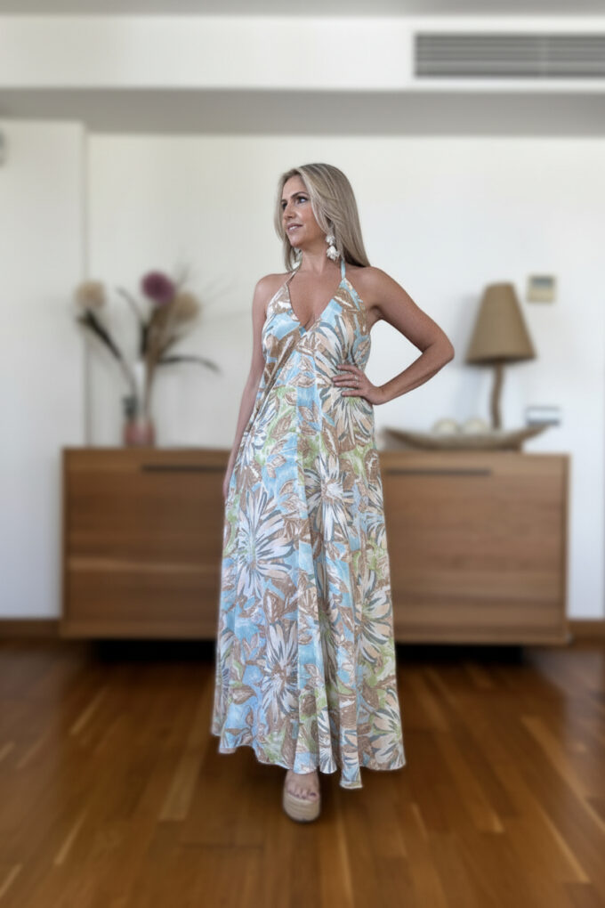 Vestido Pañuelo Estampado - Única, Agua marina claro