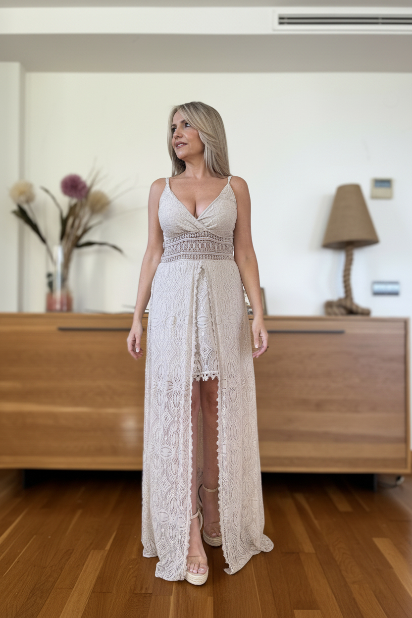 Vestido Encaje Asimétrico