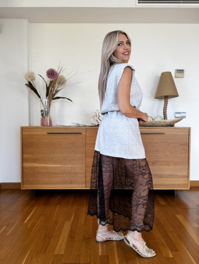 Vestido Hombreras Encaje
