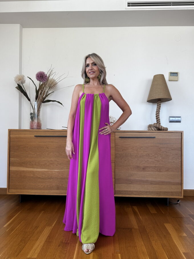 Vestido Largo Bicolor