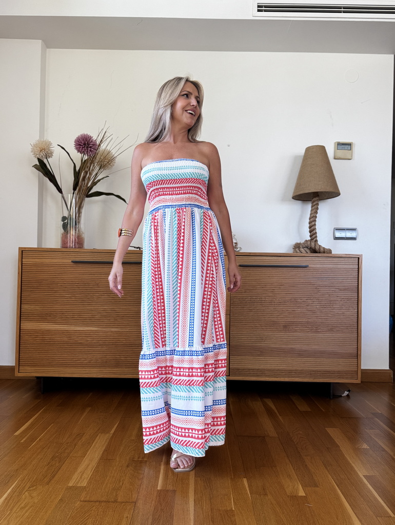 Vestido Fruncido Étnico - Imagen 4