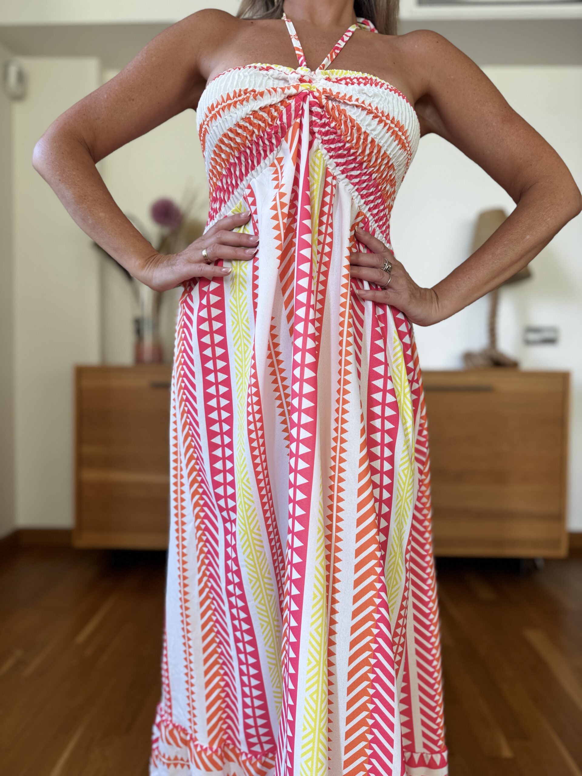 Vestido Fruncido Estampado - Imagen 5