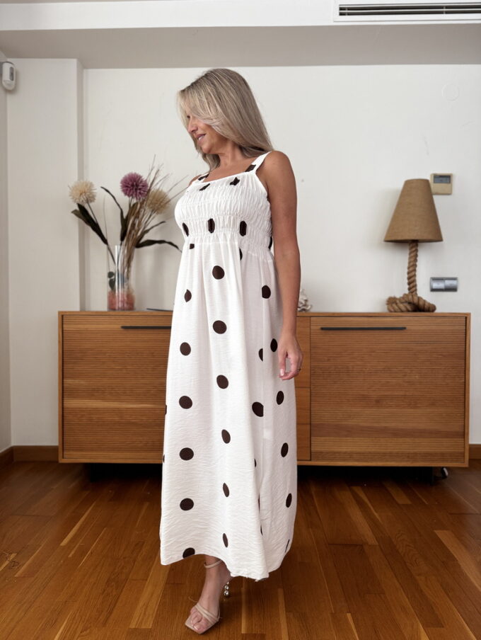 Vestido Fruncido Lunares