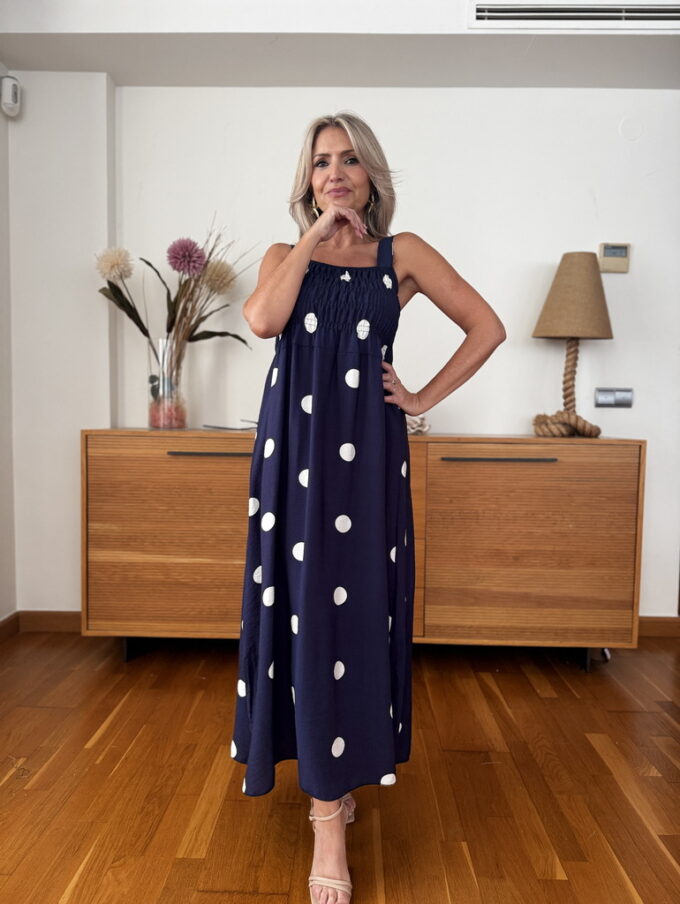 Vestido Fruncido Lunares