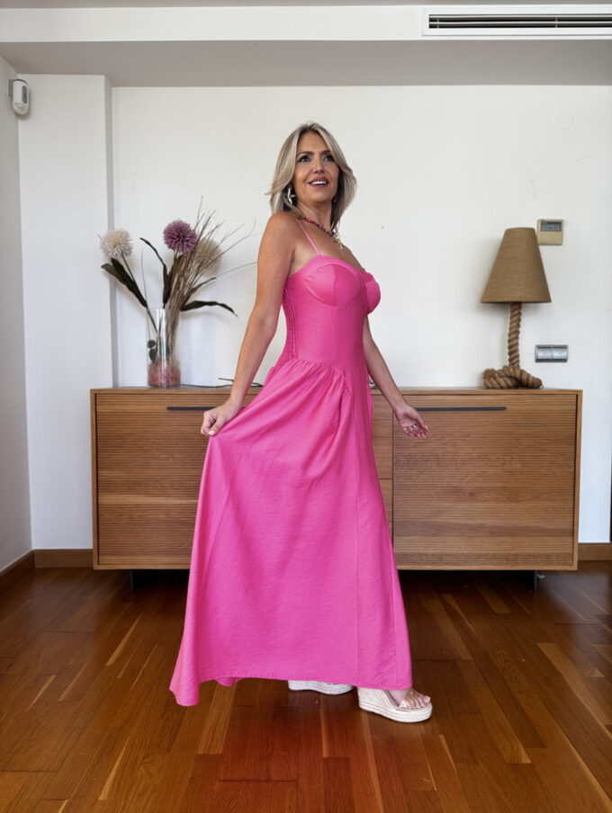Vestido Símil Lino Cascos