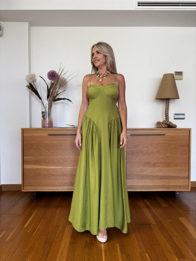 Vestido Símil Lino Cascos