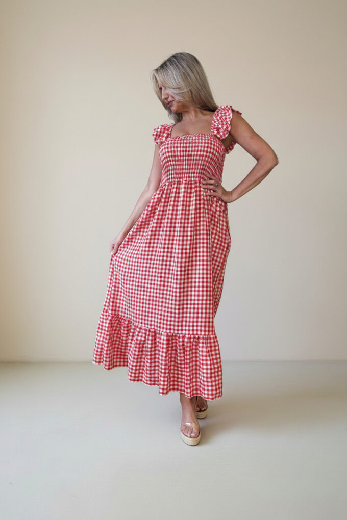 Vestido Fruncido Vichy