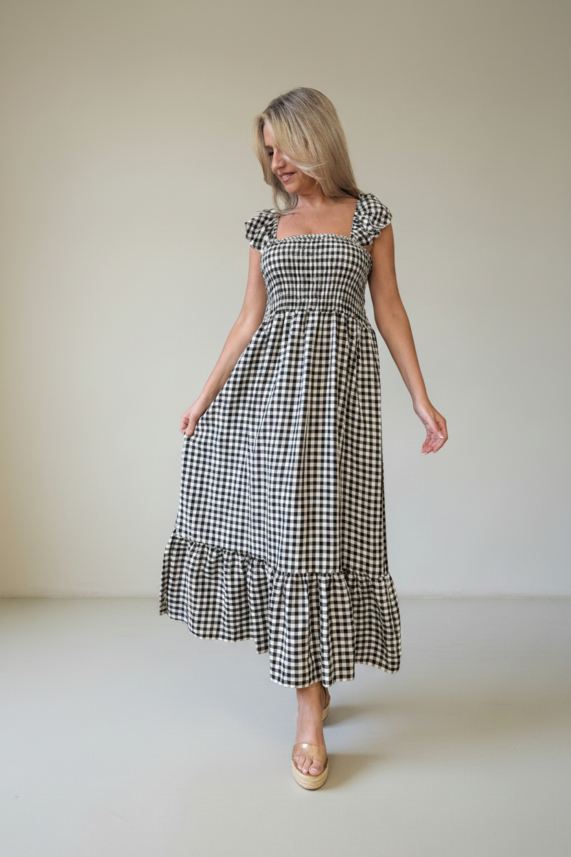 Vestido Fruncido Vichy