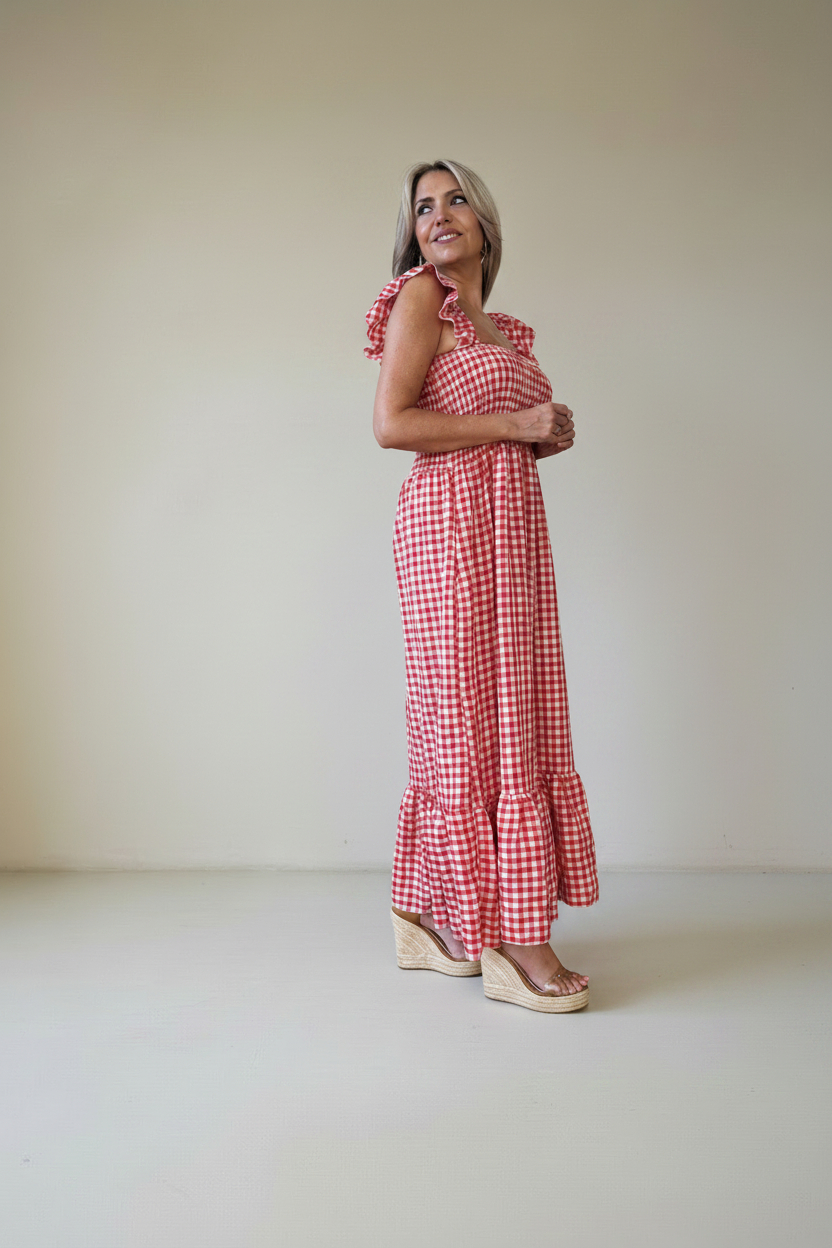 Vestido Fruncido Vichy - Imagen 9