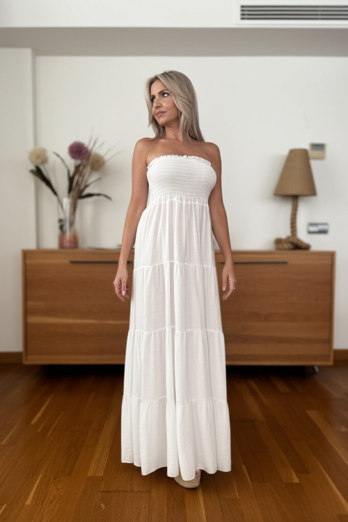 Vestido Honor Fruncido - Única, Blanco