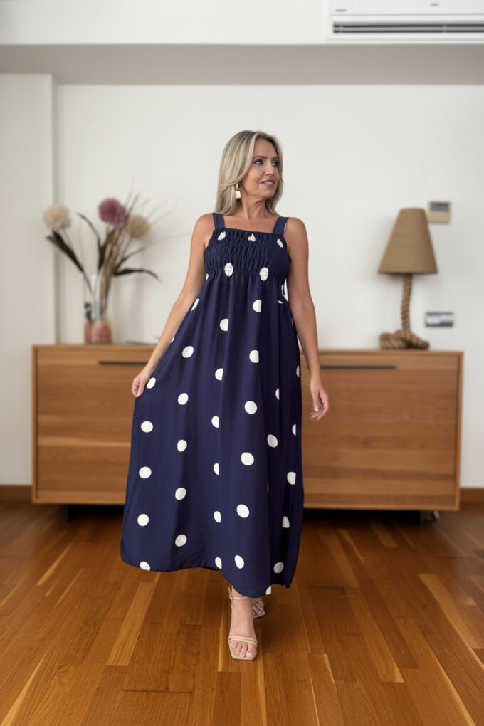 Vestido Fruncido Lunares