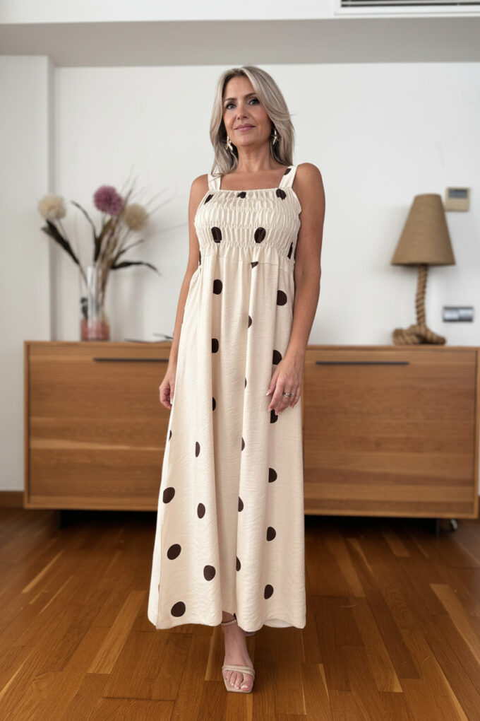 Vestido Fruncido Lunares