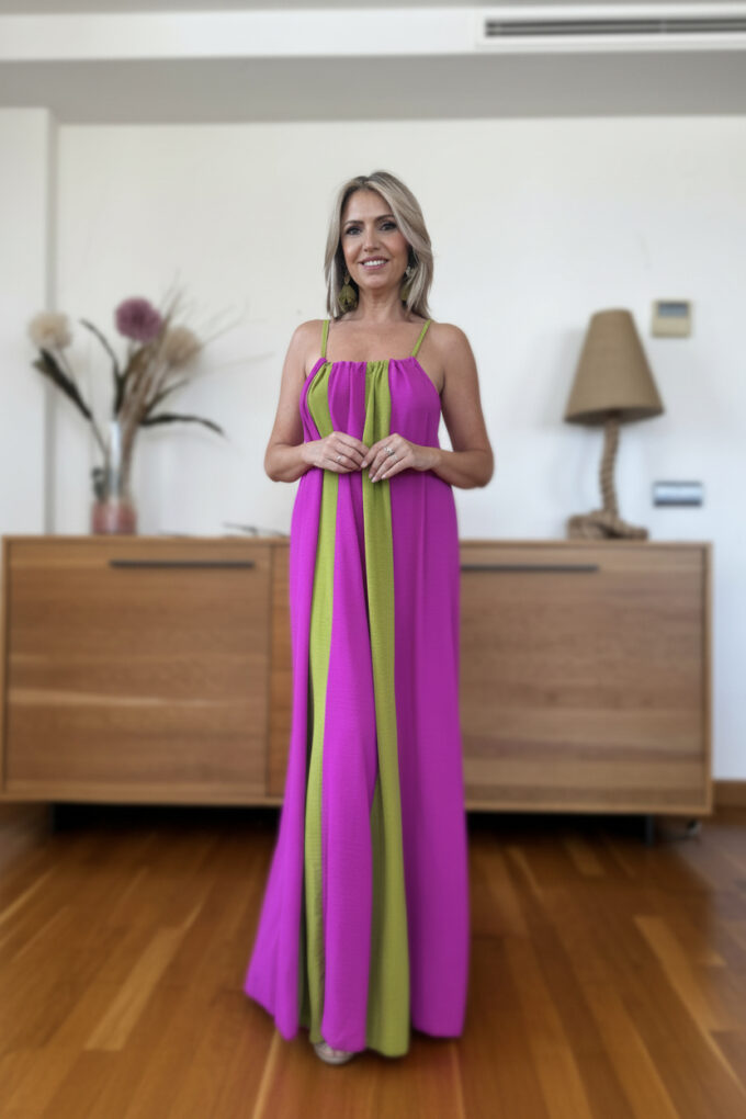 Vestido Largo Bicolor