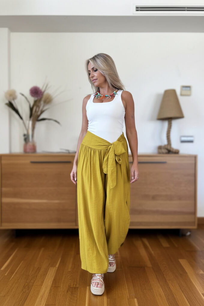 Pantalon Aberturas Lazada - Única, Mostaza