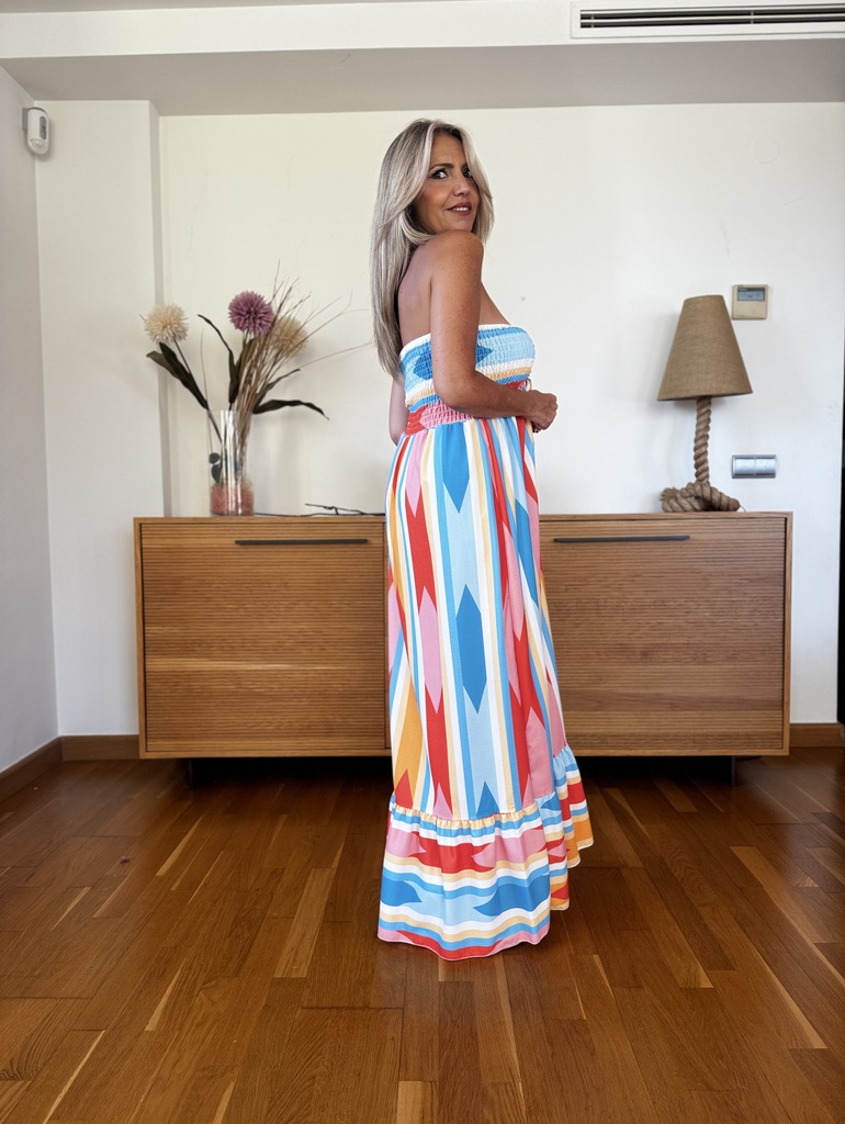 Vestido Fruncido Estampado - Imagen 3