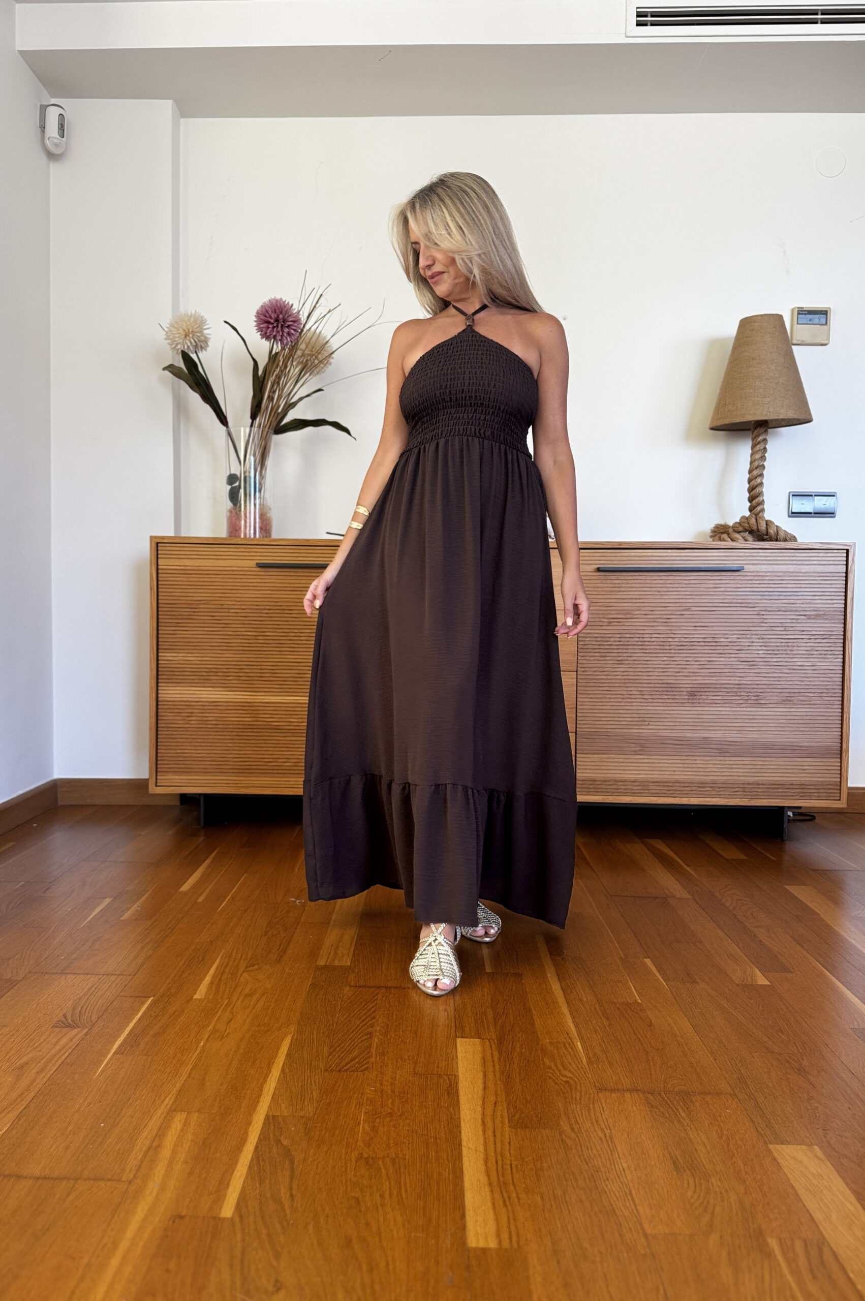 Vestido Fruncido Piedra