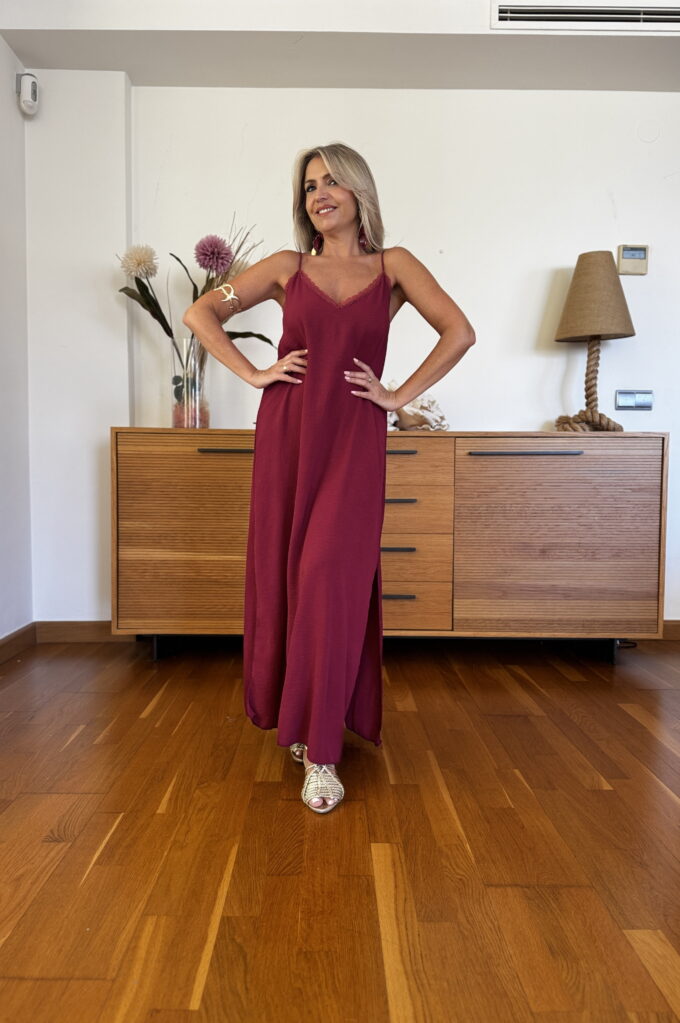 Vestido Lencero Básic - Única, Burdeos