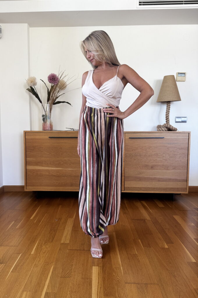 Pantalon Patente Rayas - Única, Marrón oscuro