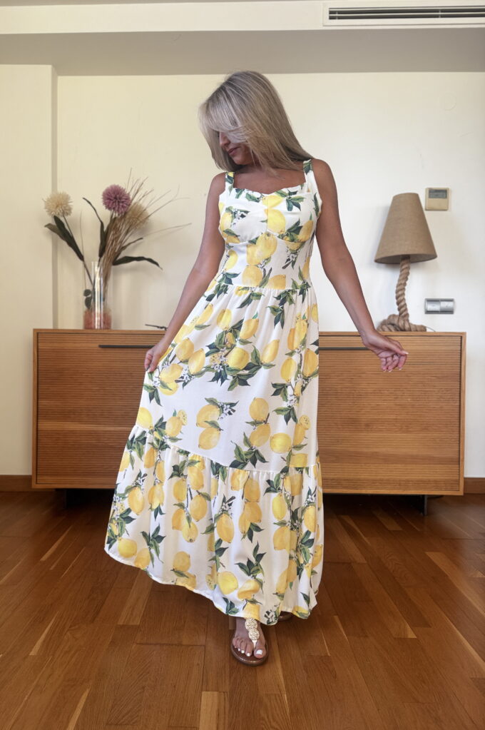 Vestido Estampado Lemons - Única, Blanco