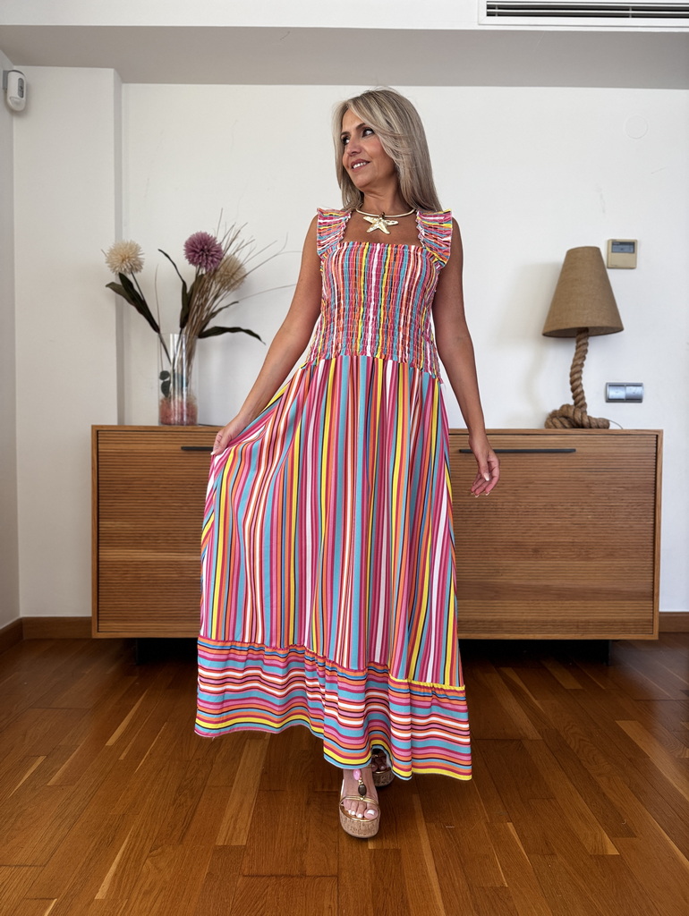 Vestido Fruncido Rayas - Imagen 2