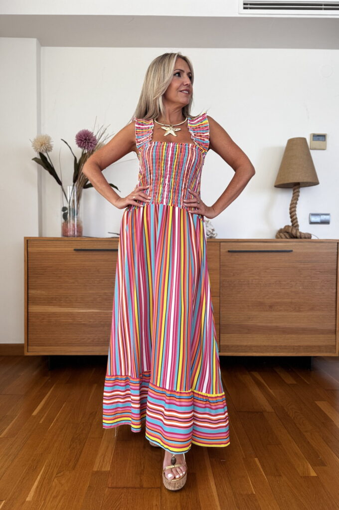 Vestido Fruncido Rayas