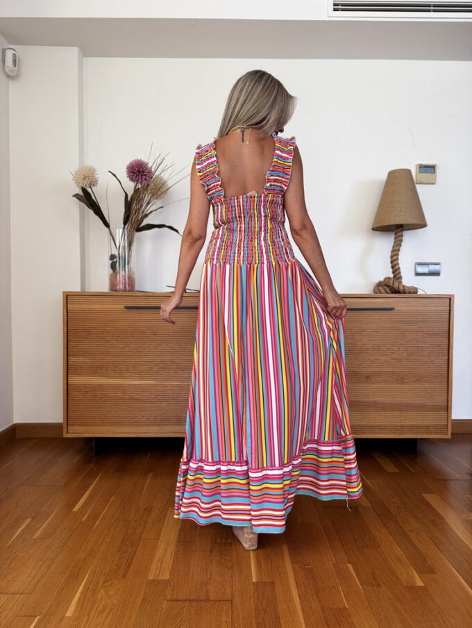 Vestido Fruncido Rayas