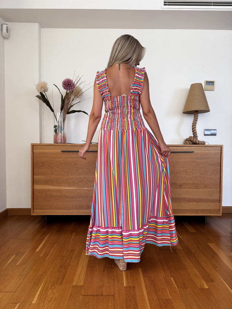 Vestido Fruncido Rayas - Imagen 4