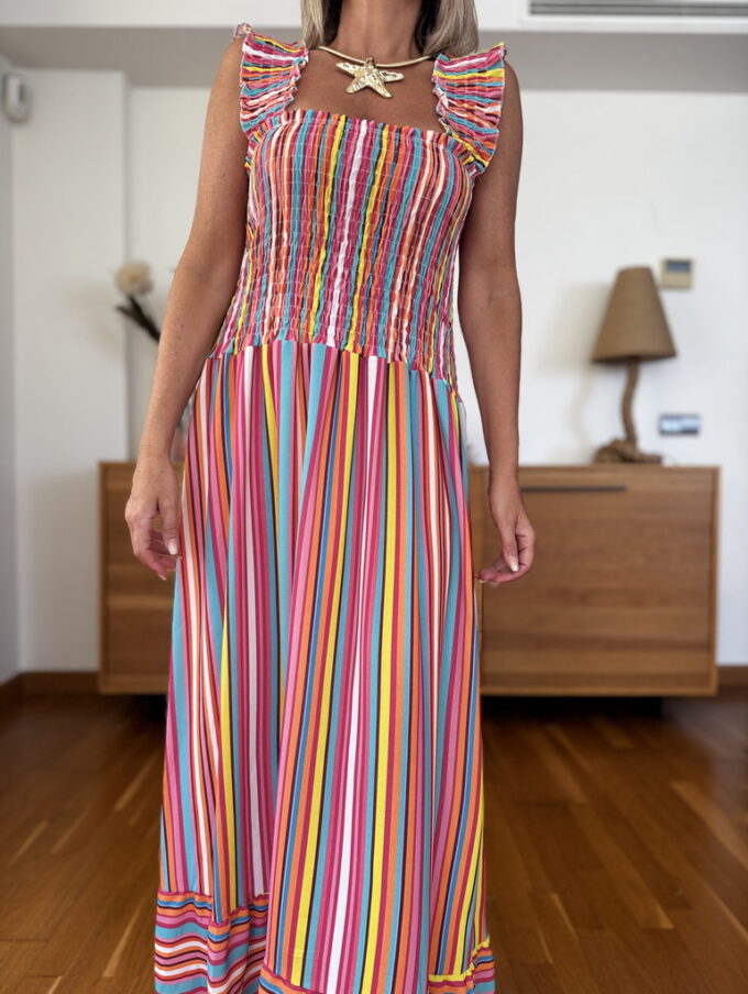 Vestido Fruncido Rayas