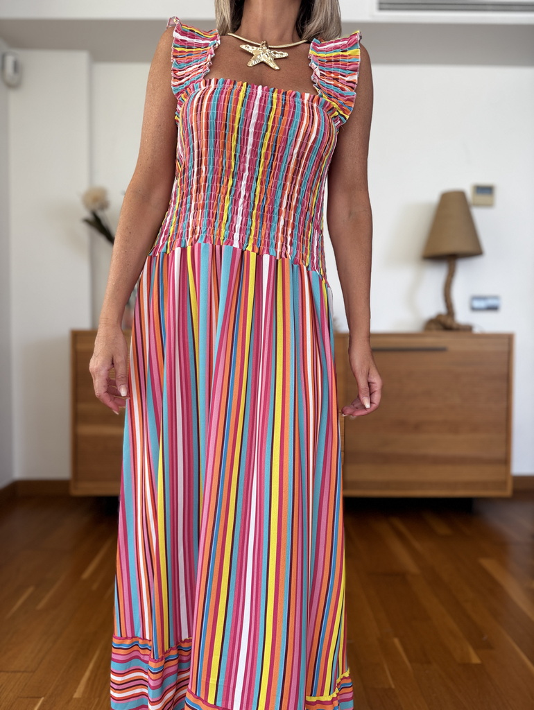 Vestido Fruncido Rayas - Imagen 5