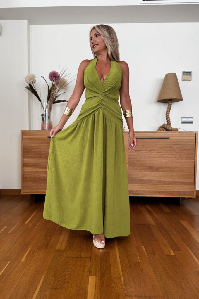 Vestido Largo Fruncido