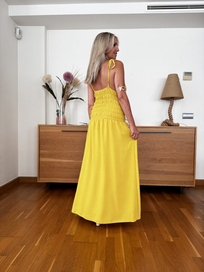 Vestido Fruncido Cordones