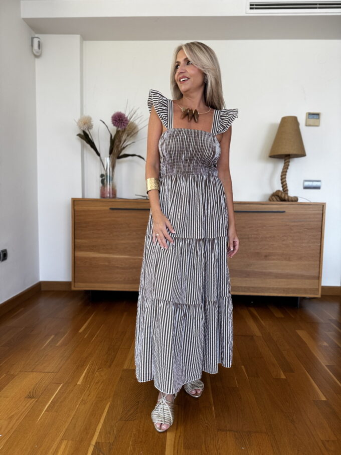 Vestido Fruncido Rayas