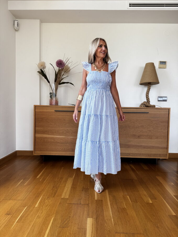 Vestido Fruncido Rayas