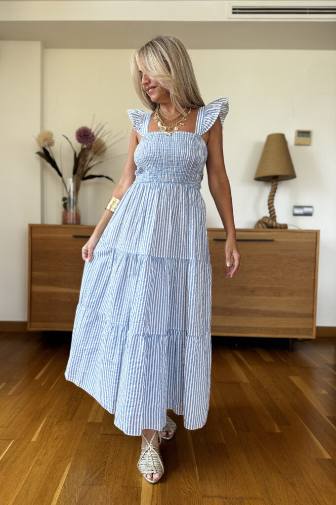 Vestido Fruncido Rayas