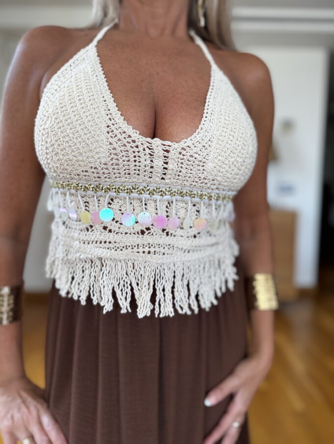 Top Croche Lentejuelas