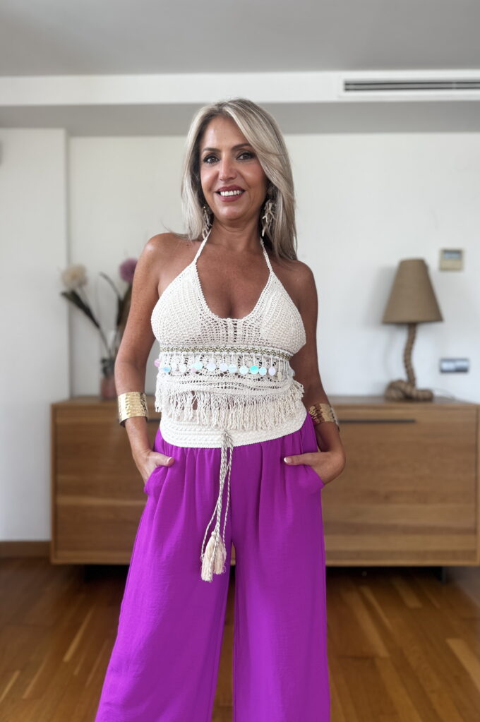 Top Croche Lentejuelas