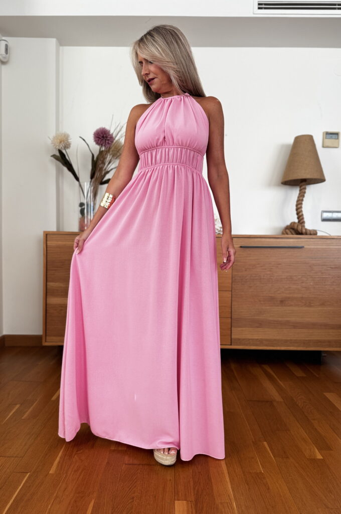 Vestido Largo Cogido Al Cuello
