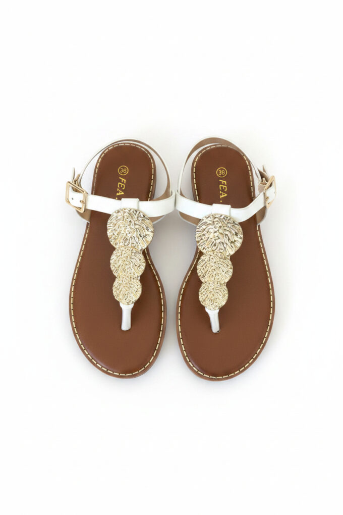 Sandalias Metal - 37, Blanco