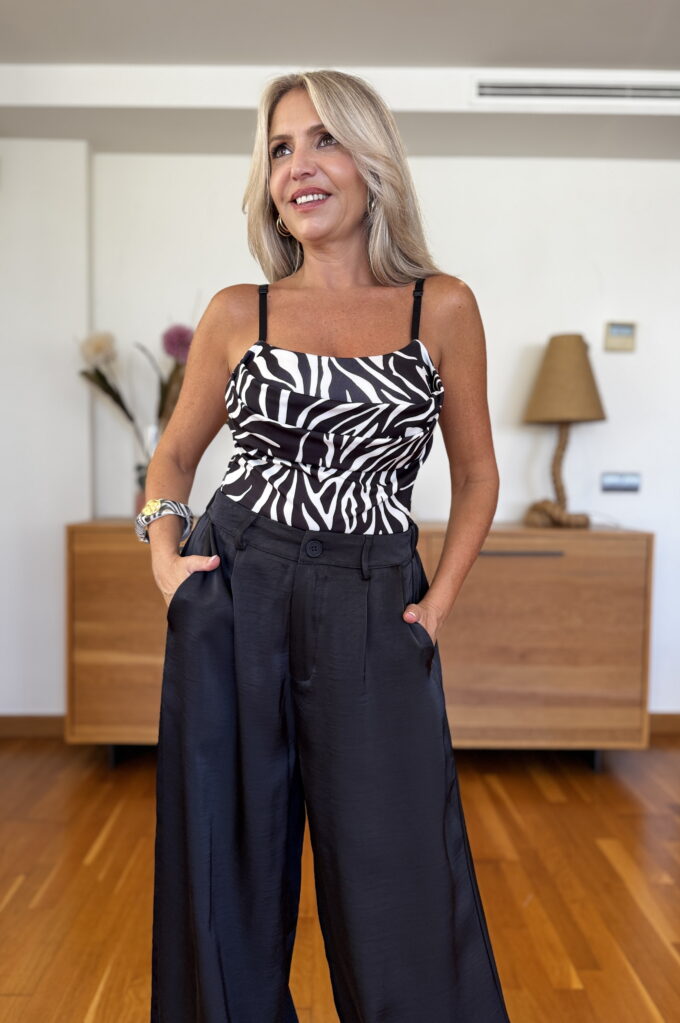 Body Licra Print Pliegues - Única, Zebra