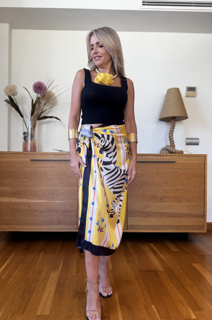 Falda Pareo Estampada - Única, Zebra
