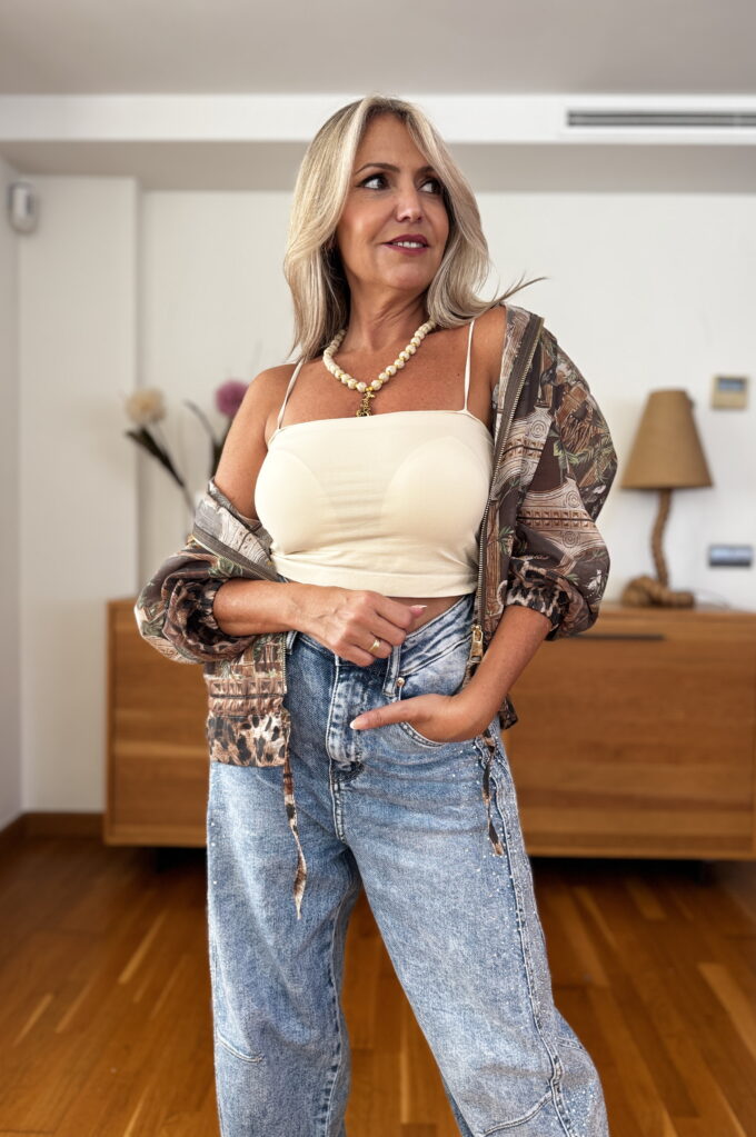 Top Cascos - Única, Beige