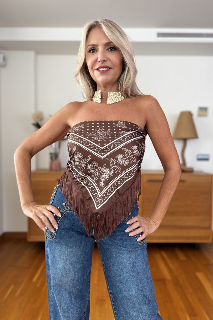 Top Pañuelo Flecos