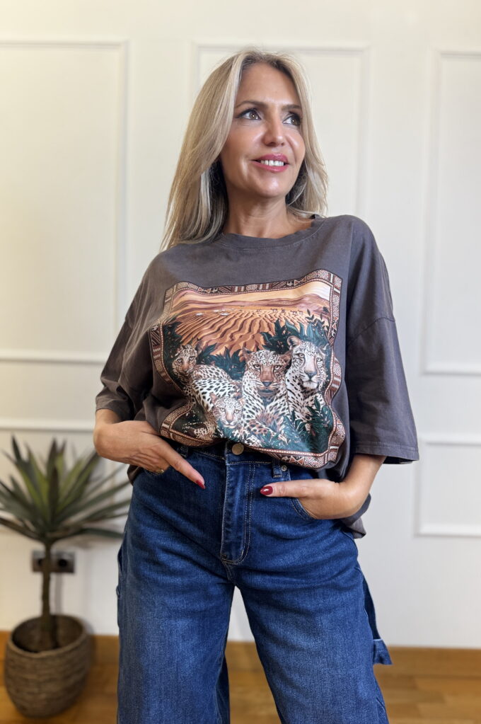Camiseta Efecto Lavado - Única, Gris oscuro