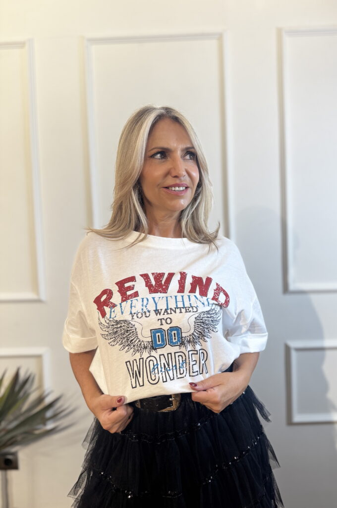 Camiseta Rewind - Única, Blanco